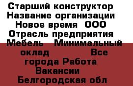 Старший конструктор › Название организации ­ Новое время, ООО › Отрасль предприятия ­ Мебель › Минимальный оклад ­ 30 000 - Все города Работа » Вакансии   . Белгородская обл.